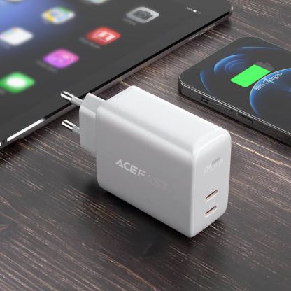 Acefast Dual Fast 40W Charger A9 - захранване за ел. мрежа смартфони и таблети с 2xUSB-C изхода и с технология за бързо зареждане (бял) 2