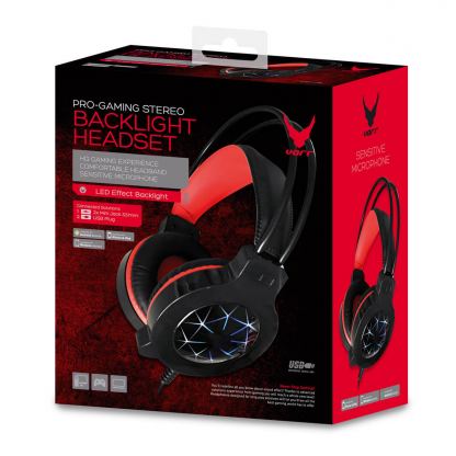 Varr Over-Ear Gaming Headset VH6010B - геймърски слушалки с микрофон и LED подсветка (черен-червен) 2