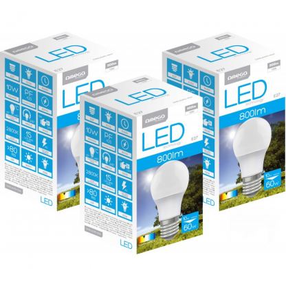 Omega Led Bulb Eco 2800k E27 10W - комплект енергоспестяващи LED крушки (3 броя) (бял)  2