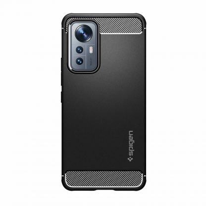 Spigen Rugged Armor Case - тънък качествен силиконов (TPU) калъф за Xiaomi 12 Lite (черен) 2