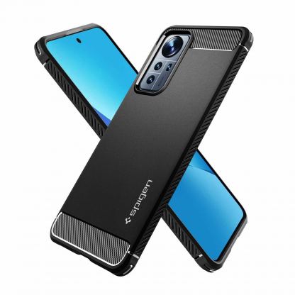 Spigen Rugged Armor Case - тънък качествен силиконов (TPU) калъф за Xiaomi 12 Lite (черен) 5