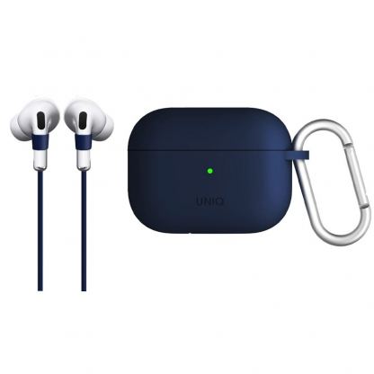 Uniq Vencer Silicone Hang Case - силиконов (TPU) калъф и силиконово въженце за Apple AirPods Pro (син) 7