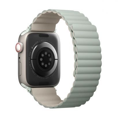 Uniq Revix Silicone Magnetic Strap - двулицевва магнитна силиконова каишка за Apple Watch 42мм, 44мм, 45мм (зелен-бежов) 3
