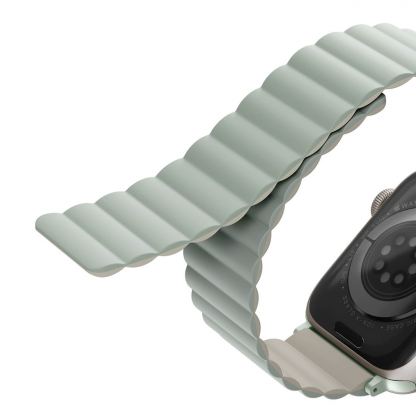 Uniq Revix Silicone Magnetic Strap - двулицевва магнитна силиконова каишка за Apple Watch 42мм, 44мм, 45мм (зелен-бежов) 5