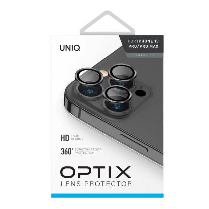 Uniq Optix Camera Tempered Glass Lens Protector - предпазни стъклени лещи за камерата на iPhone 13 Pro, iPhone 13 Pro Max (тъмносив) 2