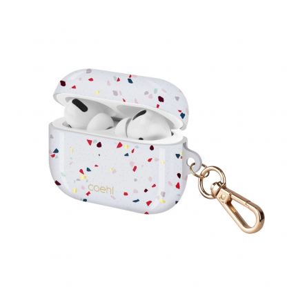 Uniq Coehl Terrazzo Case - хибриден силиконов калъф с карабинер за Apple Airpods Pro (бял) 4
