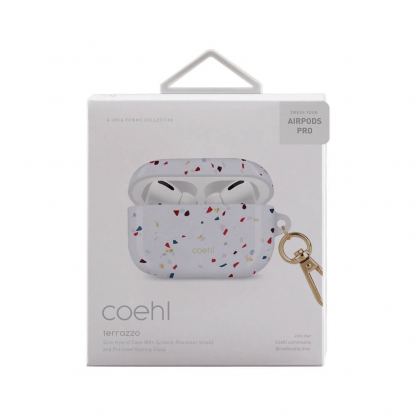 Uniq Coehl Terrazzo Case - хибриден силиконов калъф с карабинер за Apple Airpods Pro (бял) 5
