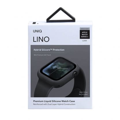 Uniq Lino Watch Case - висококачествен силиконов (TPU) кейс за Apple Watch 7 44мм (черен) 2