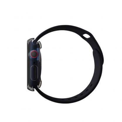 Uniq Garde Hybrid Apple Watch Case 45mm - качествен силиконов (TPU) кейс с вграден протектор за дисплея на Apple Watch 7 45мм, Apple Watch 8 45мм (черен-прозрачен) 3