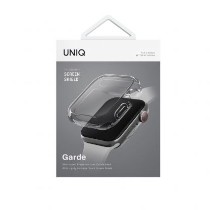 Uniq Garde Hybrid Apple Watch Case 45mm - качествен силиконов (TPU) кейс с вграден протектор за дисплея на Apple Watch 7 45мм, Apple Watch 8 45мм (прозрачен) 2