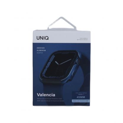 Uniq Valencia Reinforced Aluminium Protective Case - удароустойчив хибриден кейс за Apple Watch 45мм, 44мм (син) 6