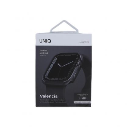 Uniq Valencia Reinforced Aluminium Protective Case - удароустойчив хибриден кейс за Apple Watch 41мм, 40мм (тъмносив) 6
