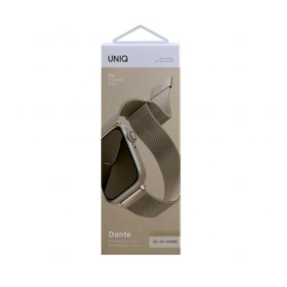 Uniq Dante Milanese Magnetic Stainless Steel Band - стоманена, неръждаема каишка за Apple Watch 42мм, 44мм, 45мм (златист) 4