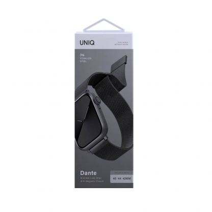 Uniq Dante Milanese Magnetic Stainless Steel Band - стоманена, неръждаема каишка за Apple Watch 42мм, 44мм, 45мм (тъмносив) 3
