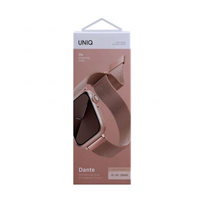Uniq Dante Milanese Magnetic Stainless Steel Band - стоманена, неръждаема каишка за Apple Watch 38мм, 40мм, 41мм (розово злато) 4