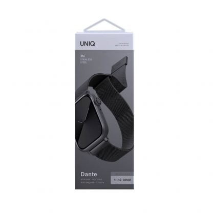 Uniq Dante Milanese Magnetic Stainless Steel Band - стоманена, неръждаема каишка за Apple Watch 38мм, 40мм, 41мм (тъмносив) 2