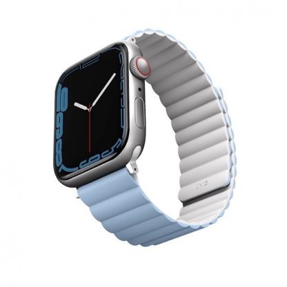 Uniq Revix Silicone Magnetic Strap - двулицевва магнитна силиконова каишка за Apple Watch 42мм, 44мм, 45мм (бял-син) 2