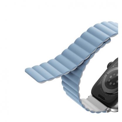 Uniq Revix Silicone Magnetic Strap - двулицевва магнитна силиконова каишка за Apple Watch 42мм, 44мм, 45мм (бял-син) 3