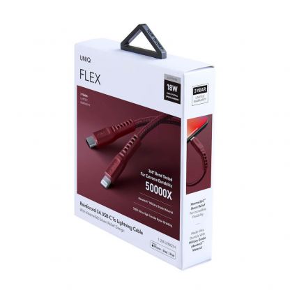 Uniq Flex USB-C to Lightning Cable PD 18W - USB-C към Lightning кабел за Apple устройства с Lightning порт (120 см) (червен) 4
