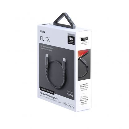 Uniq Flex USB-C to Lightning Cable PD 18W - USB-C към Lightning кабел за Apple устройства с Lightning порт (30 см) (сив) 4
