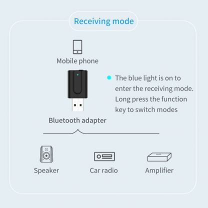 VIKEFON T10 2-in-1 Bluetooth Wireless Receiver and Transmitter - безжичен блутут аудио приемник и предавател с 3.5 мм аудио жак (черен) 5