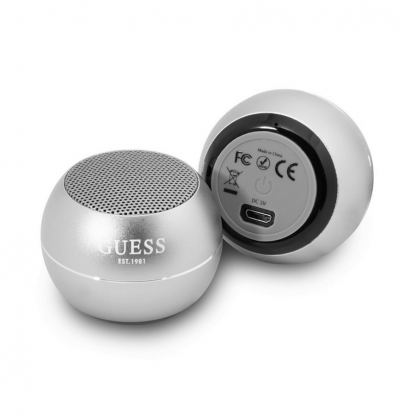 Guess 4H Mini Bluetooth Speaker 3W - портативен безжичен Bluetooth спийкър за мобилни устройства (сребрист) 3