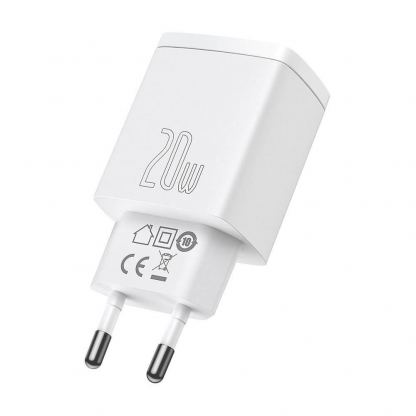 Baseus Compact Quick Wall Charger 20W (CCXJ-B02) - захранване за ел. мрежа с USB-A и USB-C изходи и технология за бързо зареждане (бял) (разопакован продукт) 9