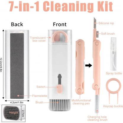 JC Electronics Cleaning Kit 7-in-1 - комплект за почистване на мобилни устройства, слушалки и други (розов) 3