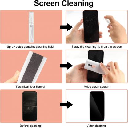 JC Electronics Cleaning Kit 7-in-1 - комплект за почистване на мобилни устройства, слушалки и други (розов) 4