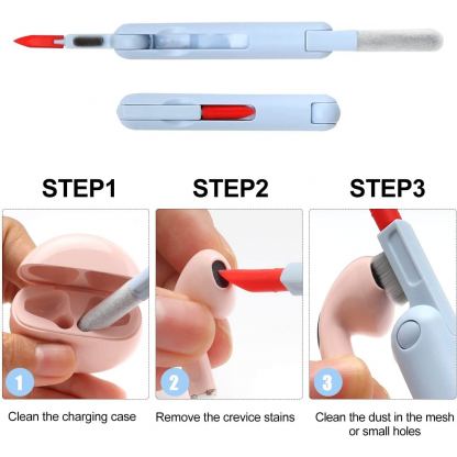 JC Electronics Cleaning Kit 7-in-1 - комплект за почистване на мобилни устройства, слушалки и други (син) 2