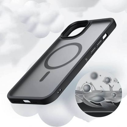 Tech-Protect MagMat MagSafe Case - хибриден удароустойчив кейс с MagSafe за iPhone 13 (черен-прозрачен) 5