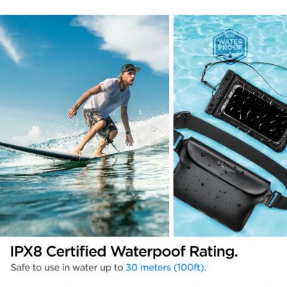 Spigen A621 Waterproof Wrist Bag with Phone Case IPX8 - водонепромокаема чанта с презрамка и водонепромокаем калъф за телефон (черен) 9