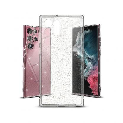 Ringke Air Glitter Case - силиконов (TPU) калъф за Samsung Galaxy S22 Ultra (прозрачен)