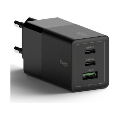 Ringke GaN Laptop Charger 65W - захранване за ел. мрежа за лаптопи, смартфони и таблети с USB-A и 2xUSB-C изходи с технология за бързо зареждане (черен) 2