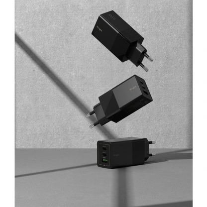 Ringke GaN Laptop Charger 65W - захранване за ел. мрежа за лаптопи, смартфони и таблети с USB-A и 2xUSB-C изходи с технология за бързо зареждане (черен) 4