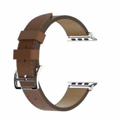 SwitchEasy Classic Genuine Leather Watch Band - кожена каишка от естествена кожа за Apple Watch 42мм, 44мм, 45мм (кафяв) 5