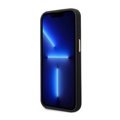 Guess PU 4G MagSafe Leather Hard Case - дизайнерски кожен кейс с MagSafe за iPhone 13 Pro (черен) 4