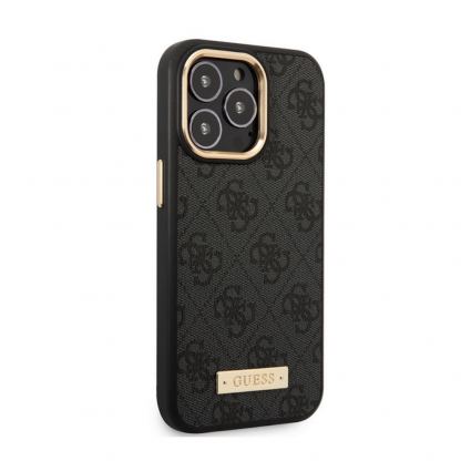 Guess PU 4G MagSafe Leather Hard Case - дизайнерски кожен кейс с MagSafe за iPhone 13 Pro (черен) 5