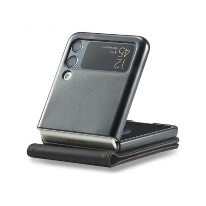 Tech-Protect Wallet Leather Flip Case - кожен калъф, тип портфейл за Samsung Galaxy Z Flip 4 (черен) 5