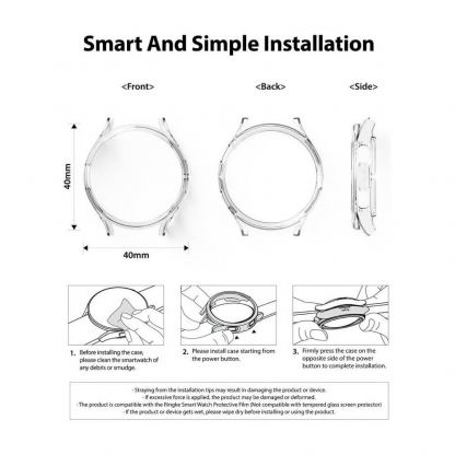 Ringke 2x Slim Watch Case - комплект от два броя качествен твърд кейс за Samsung Galaxy Watch 4 Classic 40 мм (прозрачен и черен) (2 броя) 9