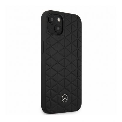 Mercedes-Benz Genuine Leather Quilted Hard Case - дизайнерски кожен кейс (естествена кожа) за iPhone 13 mini (черен) 6