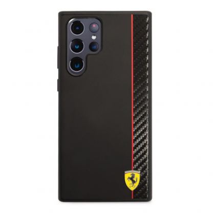 Ferrari Smooth Carbon Hard Case - хибриден удароустойчив кейс с карбоново покритие за Samsung Galaxy S22 Ultra (черен) 2