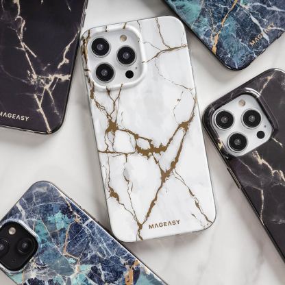 Mageasy Marble Emerald Case - дизайнерски хибриден удароустойчив кейс за iPhone 14 (смарагд)  8