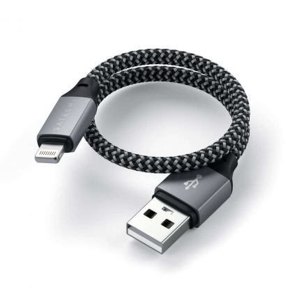 Satechi USB-A to Lightning Cable - сертифициран (MFI) USB-A към Lightning кабел за Apple устройства с Lightning порт (25 см) (сив) 3