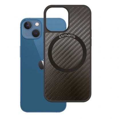4smarts Carbon Case With UltiMag - удароустойчив кейс с карбоново покритие и MagSafe за iPhone 14 (черен) 2