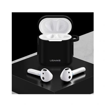 USAMS Silicone Case - силиконов калъф с карабинер за Huawei Freebuds 2, Freebuds 2 Pro (черен) 2