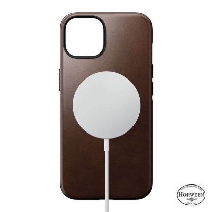 Nomad Modern Leather MagSafe Case - кожен (естествена кожа) кейс с MagSafe за iPhone 14 Plus (кафяв) 2