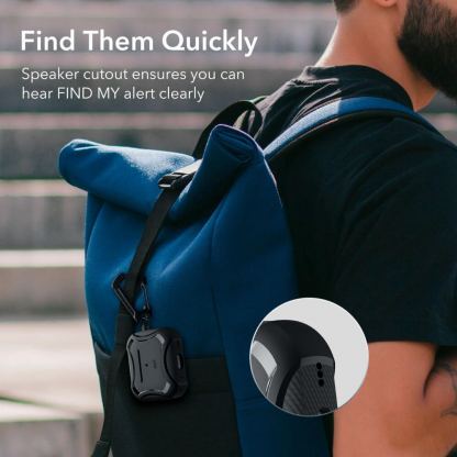 ESR AirPods Pro Cyber Armor Halolock MagSafe Case - силиконов удароустойчив калъф с карабинер съвместим с MagSafe за Apple AirPods Pro 2, AirPods Pro (черен) 8