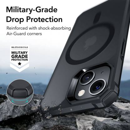 ESR Air Armor HaloLock MagSafe Case - хибриден удароустойчив кейс с MagSafe за iPhone 14 Plus (черен-мат) 3