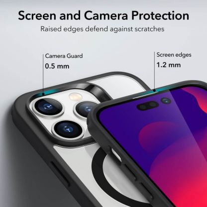ESR Classic HaloLock MagSafe Case - хибриден кейс с висока степен на защита с MagSafe за iPhone 14 Pro (черен-прозрачен)  5